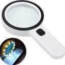AIXPI Magnifying Glass with Light, 30X Handheld Large Magnifying Glass 12 LED Illuminated Lighted Magnifier for Macular Degeneration Seniors Reading Inspection Coins Jewelry