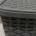 Superio Mini Trash Can with Foot Pedal Small Outdoor Garbage Can with Lid, 1.5 Gallon Plastic Waste Basket for Bathroom, Bedroom, Kitchen, Office, Patio (Wicker Grey 6 QT.) (Gray)