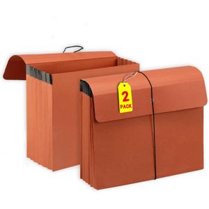 2 Packs Expanding File Folder with Flap and Cord Closure,5 Inch Expansion Accordion File Organizer,Letter Size
