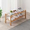 Bamboo Shoe Rack Organizer for Closet and Entryway - Space-Saving Shoe Stand with Narrow Design - Versatile Shoe Holder for Door or Closet Shelf,Garage Bedroom can Freely Stack DIY Small Shoe Racks (2-Tier)