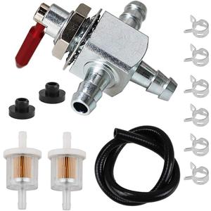 Cut-Off Fuel VALVES For Scag 2-Way 1/4" Barbs Steel Fuel Oil Gas Petcock in Line Valve 482212, E633347, 1-633347, Husqvarana 539102679 with Fuel Filter Kit