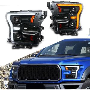 Headlights Compatible with 2015-2017 Ford F150 Pickup XL/XLT/Lariat/King Ranch/Platinum/Limited,2017-2020 F150 Raptor,w/Amber or White DRL