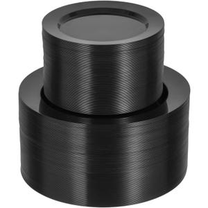 Goodluck 200PCS Black Plastic Plates, Heavy Duty Disposable Gold Plates with 100 10.25 inch Dinner Plates and 100 7.5 inch Dessert Plates for Party, Holiday, Wedding, Thanksgiving