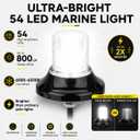 Anchor Light, Flash+Constant Boat LED Stern Light, All-Round Super Bright Marine Navigation Signal Light, Surface Mount White LED Marine Lighting Kit for Fishing Yacht Sailboat BassBoats