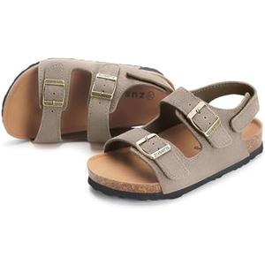ZUSERIS Kids Toddler Sandals Boys Girls Cork Footbed Sandal Comfort Double Buckle Slip On Slippers with Adjustable Back Strap 24