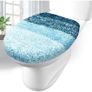 Arotive Soft Microfiber Bathroom Toilet Lid Cover, Machine Washable Seat Covers, 17.5 x 15, Stays in Place Rubber Backing, Fits Most Round, Elongated and Oblong Lids, Accessories Decor, Peacock Blue