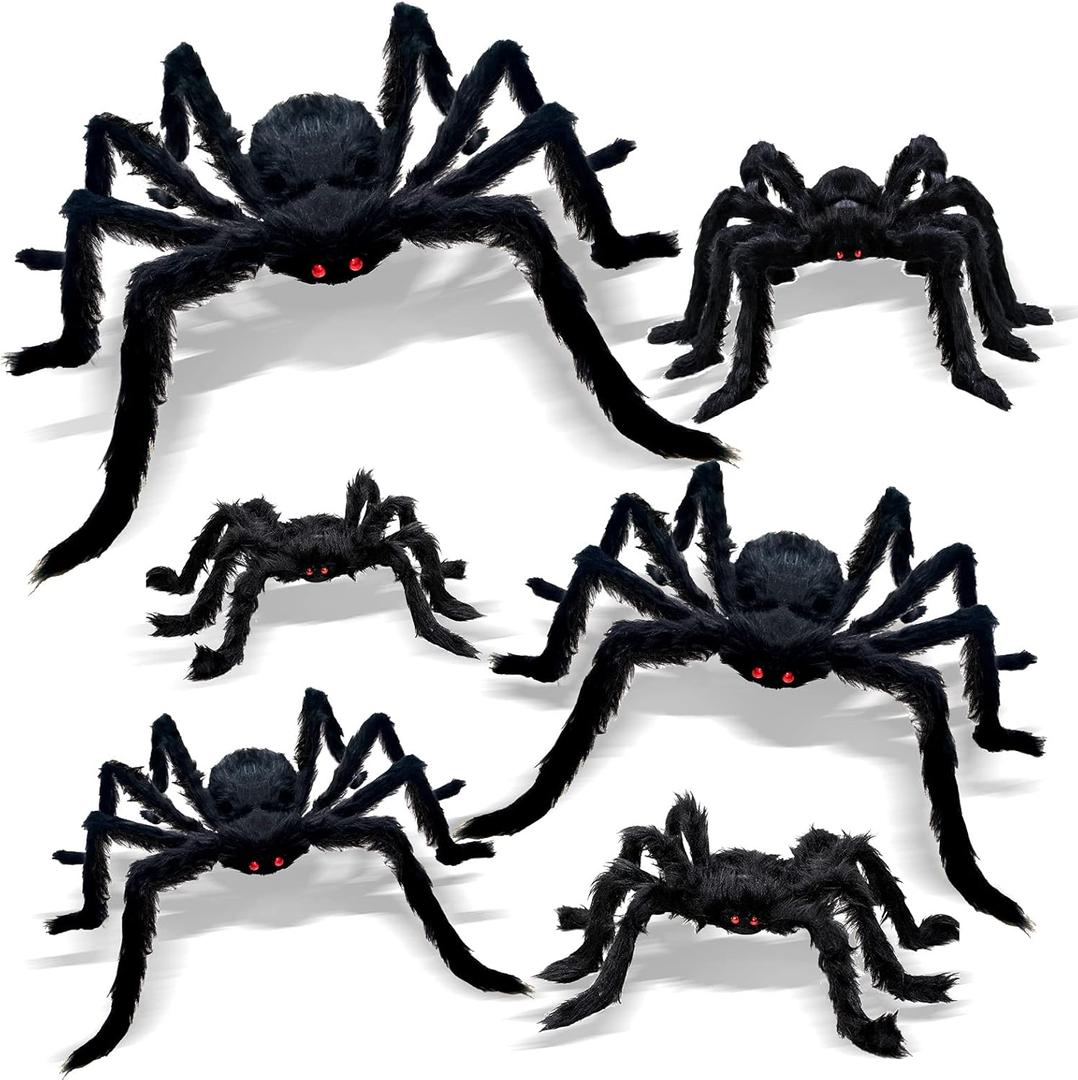 CH HAICHENG 6 Pcs Halloween Spiders Decorations, Giant Hairy Spiders Halloween Decorations Indoor Outdoor Decor