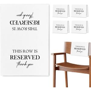 Reserved Seating Chair Signs, This Row Is Reserved Pew Cloths Seating Placeholder for Church Pews, Wedding Decorations for Reception Parties Celebrations Event Meetings (White, 4 PCS)