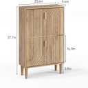 Shoe Cabinet Storage for Entryway with 2 Flip Drawers, Narrow Shoe Cabinet for Entryway, Hidden Slim Shoe Organizer Rack Cabinet (Natural, 23.6" W)