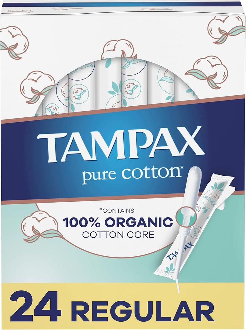 Tampax Pure Cotton Tampons, Unscented, 24 Count