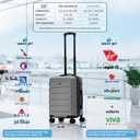 Flight Knight 22x14x9" Expandable Carry On Suitcase Hardside TSA Lock USB C Port Lightweight Luggage Silent Double Spinner Wheels Maximum Overhead Carry-On Bag For American & United Approved Airlines