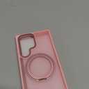 Compatible with Samsung Galaxy S22 & S23 Ultra Case with 360Rotatable Magnetic Ring Stand Compatible with Mag-Safe Military Protection Shockproof Translucent Phone Case,Pink