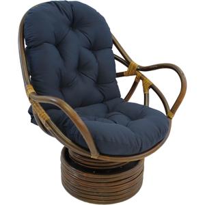 Blazing Needles Solid Twill Swivel Rocker Chair Cushion, 48" x 24", Navy