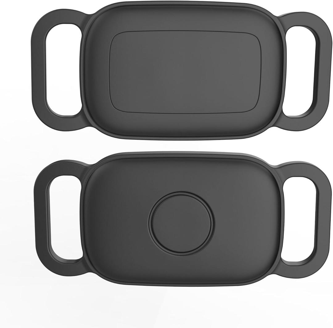 [2 Pack] Dog Collar Holder for Tile Pro 2024 Tracker, Waterproof Silicone case for Tile Life360 pro, Durable Flexible Scratch Resistant Cover Finder for pet cat Necklace Accessories(Black/Black)