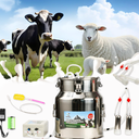 Upgrade 2-in-1 Goats and Cows Milking Machine, 3.7Gal/14L Food-Grade Stainless Steel Bucket with 5200mAh Built-in Rechargeable Battery, 4 Teat Cups, Cordless Pulsation Vaccum Electric Milking Machine