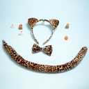 Cheetah Costume for Women Adult, Cheetah Ears Headband, Leopard Ears and Tail, Bow Tie Set, Animal Ears Accessories for Halloween, Cosplay, Party Dress Up