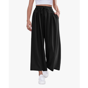 ZJCT Wide Leg Palazzo Pants for Women Summer Beach Pants Flowy Loose Casual Lounge Pajama Yoga Pants with Pockets XL