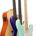 STRICH Wooden Guitar Stand for Multiple Guitars, 3-Holder, Front Display Space-Saving Floor Guitar Rack for Home, Studio, Stage, Walnut Color, L-2E1AW (For 2 Electric+1 Acoustic)