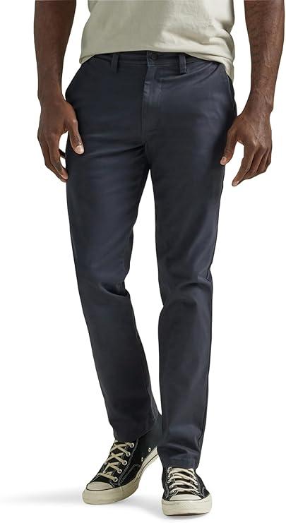 Lee Men's Flat Front Slim Straight Pant (34W x 32L, Charcoal)