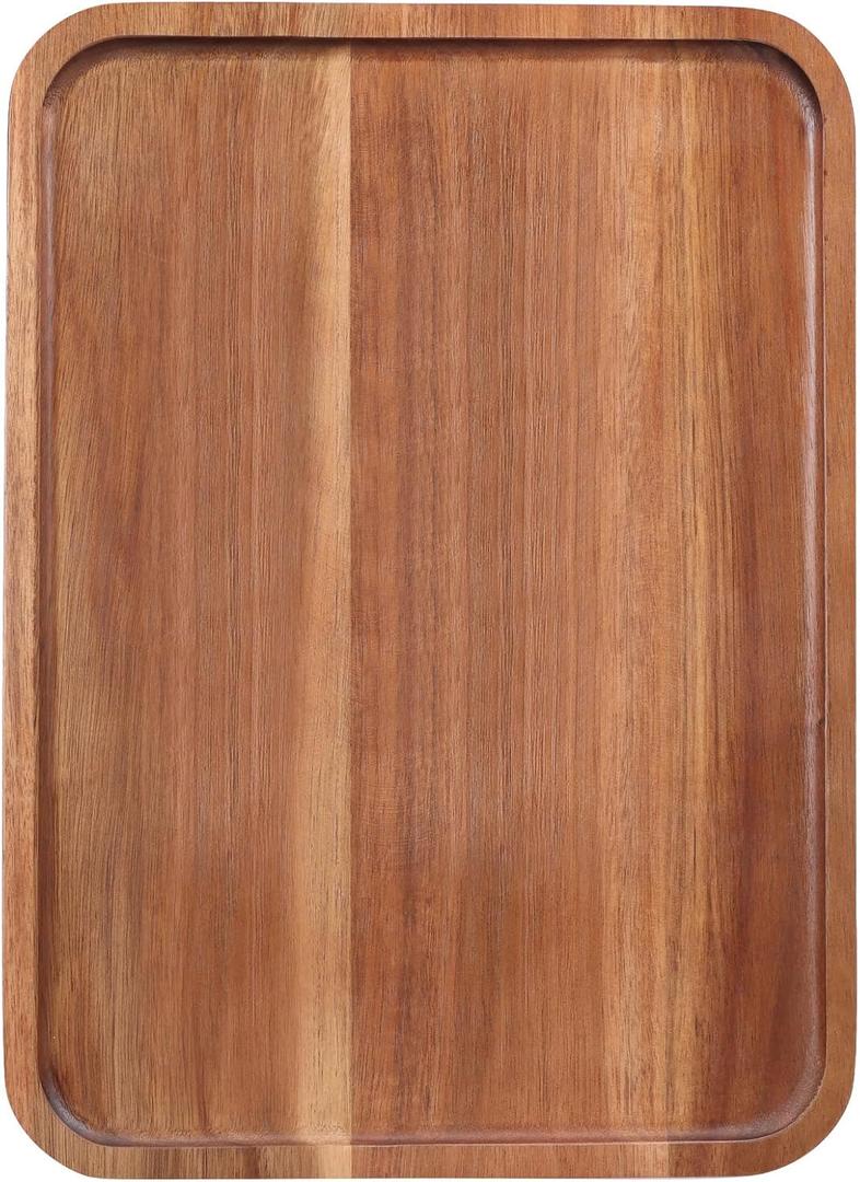 Large Serving Platters Wooden Charcuterie Boards for Party Food Dish Rectangle Acacia Wood Trays Home Decor Cheese Board Snack Appetizer Plates Rectangular Kitchen Dinner Platter Cookie Dessert Tray (14" x 10" x 0.8")