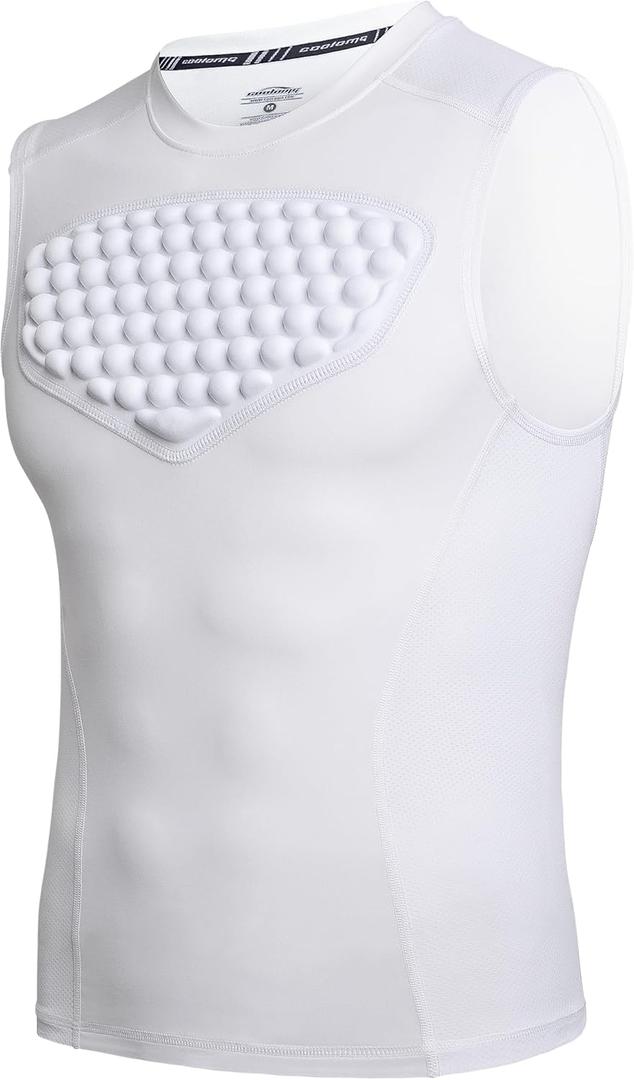 COOLOMG Adult Baseball Chest Protector Mens Padded Shirt Heart Guard Sternum Protection for Football Lacrosse Softball