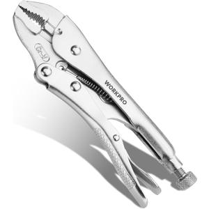 WORKPRO Locking Pliers, 7-inch Curved Jaw Vice Grips pliers, Chromium-Vanadium Steel Locking Pliers with Wire Cutter, Locking Adjustable Vise Grips for Clamping Twisting Welding