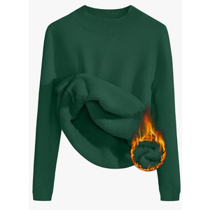 ZESICA Women's Fleece Sherpa Lined Sweater 2025 Winter Thermal Shirts Long Sleeve Mock Neck Slim Fitted Pullover Tops XL