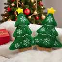 VEILS Christmas Pillow, 2PCS Christmas Tree Shaped Throw Pillows, Stuffed Winter Decor Snowflake Pillow, Plush Christmas Holiday Decorations Cushion for Living Room Couch Bed Party Home Sofa, Green