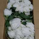White Roses Artificial Flowers Bulk, 52Pcs Fake Roses Flower Arrangement, DIY Silk Flowers Roses Bouquet, Realistic Faux Artificial Roses for Mother's Day Home Table Decor