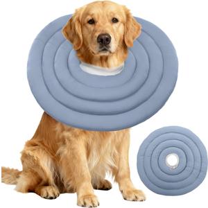 IDOMIK Dog Recovery Collar, Waterproof Soft Dog Cone After Surgery, Comfy Protective Elizabethan Collar Alternative for Dogs Cats, Adjustable Pet Neck Donut Cone Anti-Licking Biting Wounds,Blue,3XL