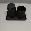 Black Bathroom Countertop Accessories Set - Soap Dispenser and Toothbrush Holder with Silicone Boot,Vanity Tray (Black Liquid)