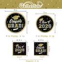 Class of 2026 Graduation Party Supplies - Serve 16 with Black and Gold Graduation Decorations Disposable Paper Plates and Napkins Set, for Congrats Grad Decorations and Favors