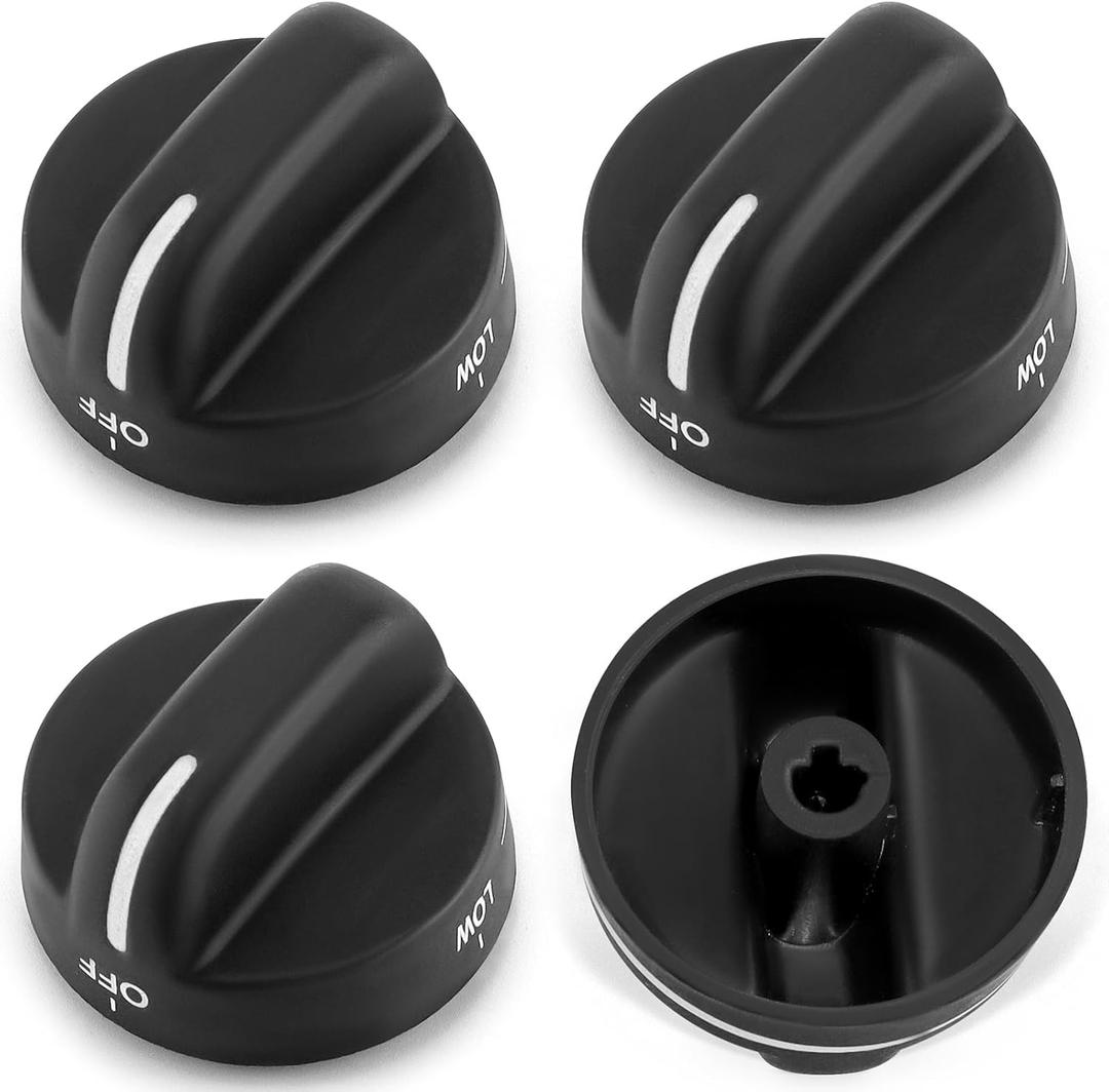 AMI PARTS 8273103 Gas Range Stove Knobs Fit for Whirlpool Stove Knobs Replacements AP6012363 8273107 8273111 ER8273103 (4-Pack,Black) for Whirlpool Range/Oven PS11745570 PS11745570 WP8273103VP