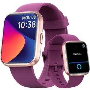 Fitpolo Smart Watches for Men/Women, 1.8'' Alexa Built-in Fitness Tracker Watch with Bluetooth Calls, IP68 Waterproof, Heart Rate/Sleep/SpO2/Stress Monitor, 110 Sport Modes for Android & iPhone (Purple)