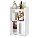 HAYOFAMY 3-Tier Bathroom Storage Cabinet 8.7" D x 14.2" W x 24.8" H | White Floor Cabinet, Freestanding Organizer with Door, for Living Room Kitchen Small Space, PVC Material