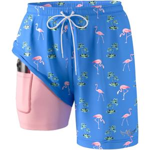 Angel season Men's 7" Quick Dry Swim Trunks with Compression Liner 2025 New Beach Board Shorts Bathing Suit with Pockets (Blue, S)