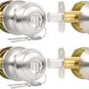2 Pack Front Door Lock Set, Keyed Alike Exterior Door Lock Set with Deadbolt, Single Cylinder Deadbolt Lock and Entry Door Knob Set,Round Ball Brushed Nickel Door Knobs with Lock and Keys