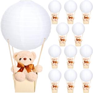 Baquler 12 Sets Baby Shower Table Centerpieces DIY Stuffed Plush Bearsfor Wedding Birthday Gender Reveal (Beige)