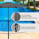 HealSmart 9ft Patio Umbrella with Push Button Tilt/Crank, Outdoor Table Market Yard Umbrella with 8 Sturdy Ribs for Garden, Backyard, Deck, Pool, Grey