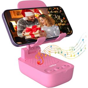 Gifts for Men Women, from Wife,Cell Phone Stand with Wireless Bluetooth Speaker, Punchy Bass & HD Stereo Sound Speaker for Home & Outdoors Compatible with iPhone/ipad/Samsung-Pink