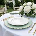 Light Green Charger Plates, 13 Inch Plastic Round Dinner Charger Plates for Wedding Party, Tabletop Decor. (Set of 6)