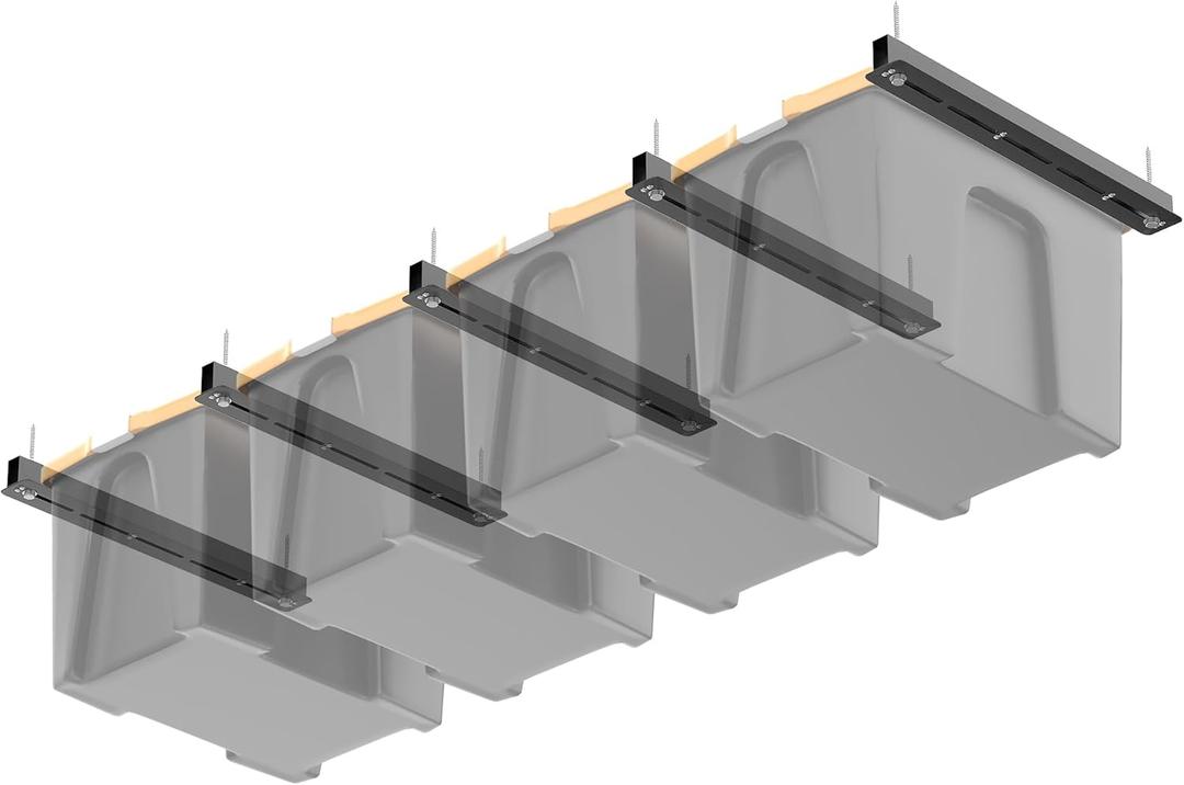 Ultrawall Overhead Garage Storage Rack, Heavy Duty Ceiling Storage Rack, 26 Inch Adjustable Ceiling Bin Storage System, 5 Sets for 4 Bins
