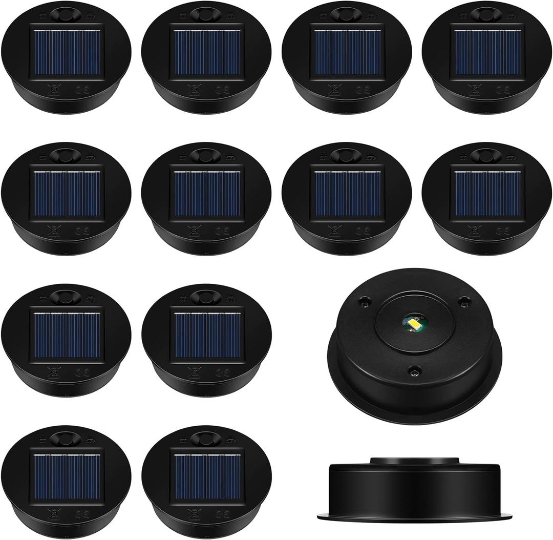 Jeyiour 12 Pack Solar Light Replacement Tops Replacement Solar Light Parts Waterproof LED Panel Lantern Lid Outdoor Top Kit for Hanging Lanterns Patio Decor(2.76 in)