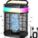 Solar Bug Zapper Outdoor, 4 in 1 Portable & Rechargeable Bug Zapper Outdoor with 5000mAH Battery, 4000V Mosquito Zapper Waterproof with LED Night Light, for Camping, Patio, Backyard (Black)