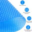 Solar Pool Cover 18 x 36 ft, 14mil | Rectangle Solar Blanket for Inground Pool and Above-Ground Swimming Pool, Blue, 18ftx36ft-300um