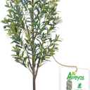 Aveyas 7ft Artificial Olive Tree for Home Decor, 7 Feet Large Faux Plant Fake Skinny Silk Trees with Pot for Indoor Outdoor House Living Room Office (7 ft Tall Including Raised Pot)