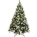 6-ft Pre-lit Flocked Artificial Christmas Tree with White LED Lights