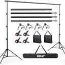Photo Backdrop Stand, 10x9ft(WxH) Adjustable Photography Backdrop Stand, Aluminum Alloy Studio Photo Background Stand Support System for Party, Wedding, Photography, Advertising Display