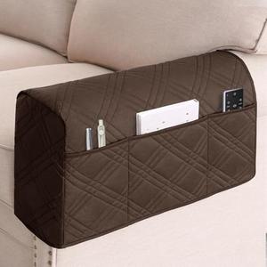 Turquoize Waterproof Armrest Covers for Chairs and Sofas 2 Pack Arm Protectors for Sofa with Side Pocket Anti-Slip Furniture Protector Washable Armrest Slipcovers Set of 2, Brown