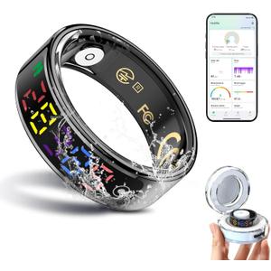 Smart Ring for Women Men, Health Ring Colorful Display, Fitness Tracker with Heart Rate, Blood Oxygen, Sleep Monitor, No Subscription Fee, 5ATM Waterproof for iOS & Android (Black, 11)